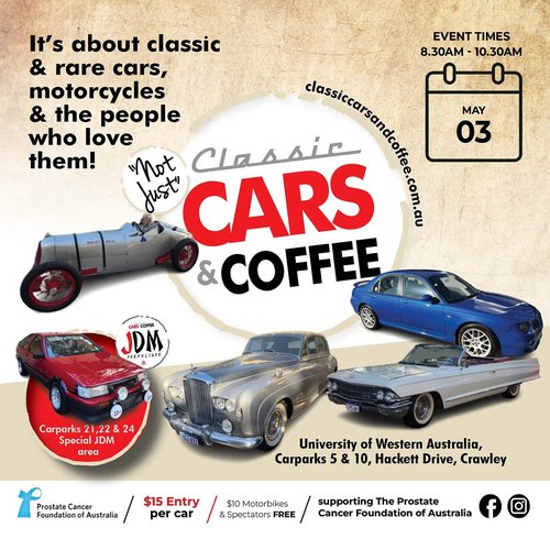 Classic Cars and Coffee — Classic/JDM car meet in Perth, WA on Sunday 3 May 2026