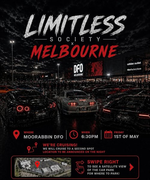 Limitless Society x Melbourne — JDM/Exotic car meet in Melbourne, VIC on Friday 1 May 2026