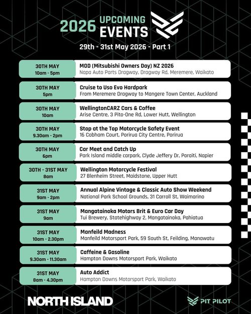 MOD (Mitsubishi Owners Day) NZ 2026 — JDM spectator event in International on Saturday 30 May 2026