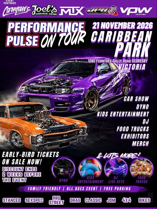 Performance Pulse On Tour — JDM/Muscle car meet in Melbourne, VIC on Saturday 21 November 2026