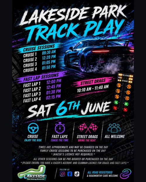 Lakeside Park Track Play — Muscle track day in Brisbane, QLD on Saturday 6 June 2026