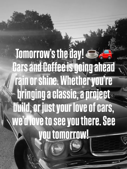 Cars and Coffee — Classic car meet in Adelaide, SA on Sunday 31 May 2026