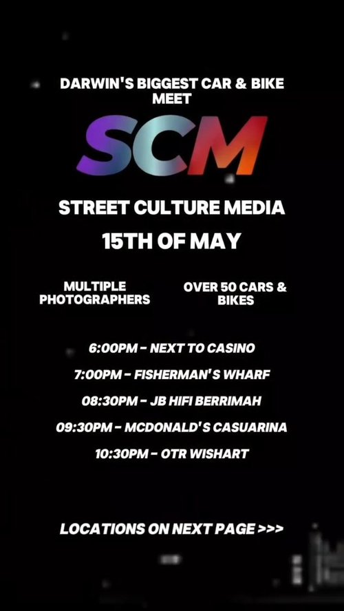 Street Culture Meet — car meet in Darwin, NT on Friday 15 May 2026