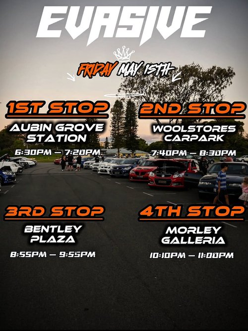Evasive South/Central Cruise — JDM car meet in Perth, WA on Friday 15 May 2026