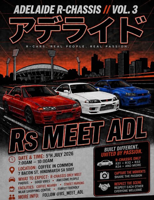 Adelaide R-Chassis Vol. 3 — JDM car meet in Adelaide, SA on Sunday 5 July 2026