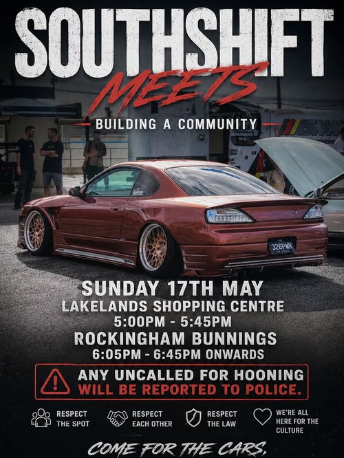 Southshift Meets — JDM/Stance car meet in Perth, WA on Sunday 17 May 2026