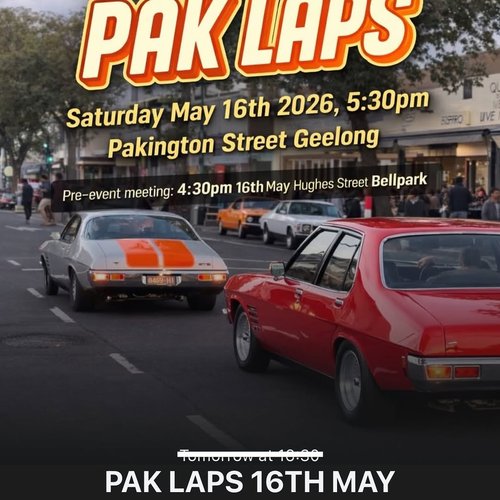 Pak Laps — Muscle/Classic car meet in Geelong, VIC on Saturday 16 May 2026