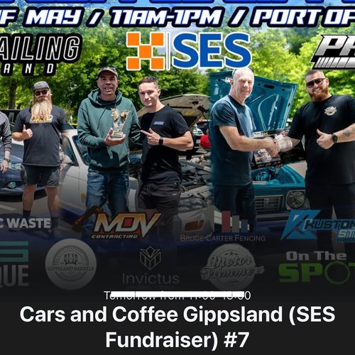 Cars and Coffee Gippsland (SES Fundraiser) #7 — car meet in Melbourne, VIC on Sunday 17 May 2026