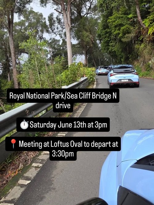 Royal National Park/Sea Cliff Bridge N drive — car meet in Sydney, NSW on Saturday 13 June 2026