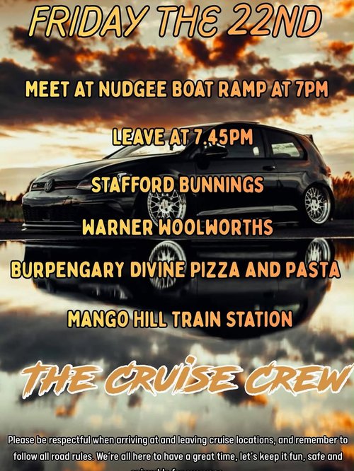 Friday Night Northside Cruise — JDM car meet in Brisbane, QLD on Friday 22 May 2026