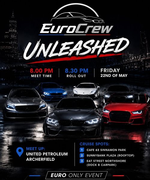 EuroCrew Unleashed — Euro/Exotic car meet in Brisbane, QLD on Friday 22 May 2026