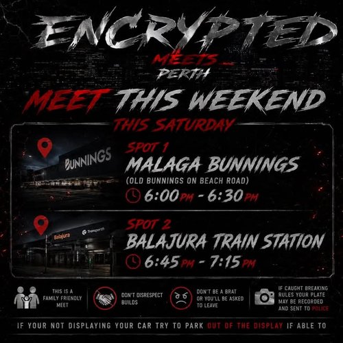 Encrypted Meets Perth — car meet in Perth, WA on Saturday 23 May 2026
