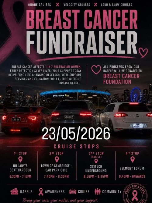 Breast Cancer Fundraiser — Stance/JDM car meet in Perth, WA on Saturday 23 May 2026