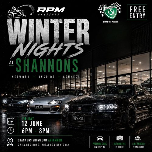 Winter Nights at Shannons — JDM/Euro car meet in Sydney, NSW on Friday 12 June 2026