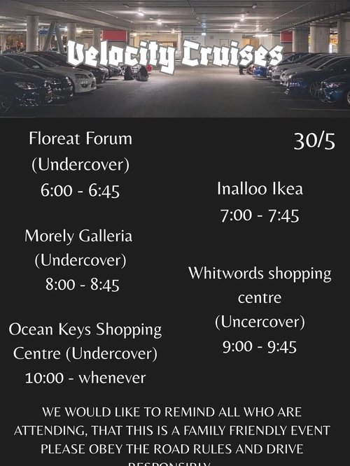 Velocity Cruise — car meet in Perth, WA on Saturday 30 May 2026