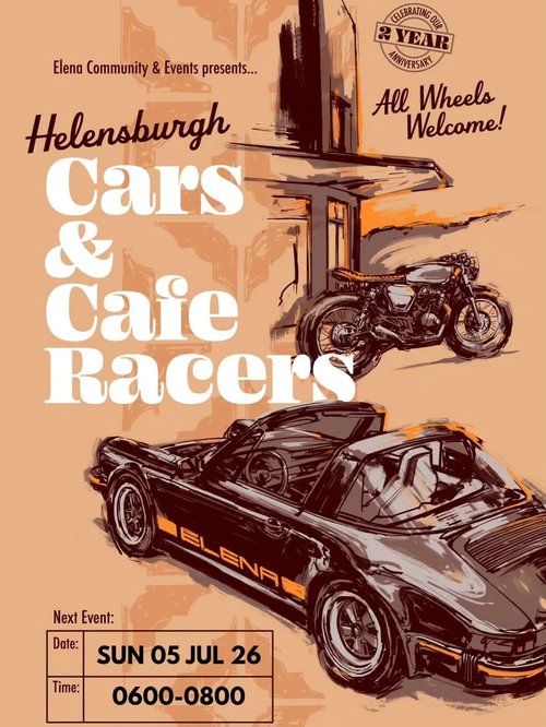 Helensburgh Cars & Cafe Racers — Classic car meet in Wollongong, NSW on Sunday 5 July 2026
