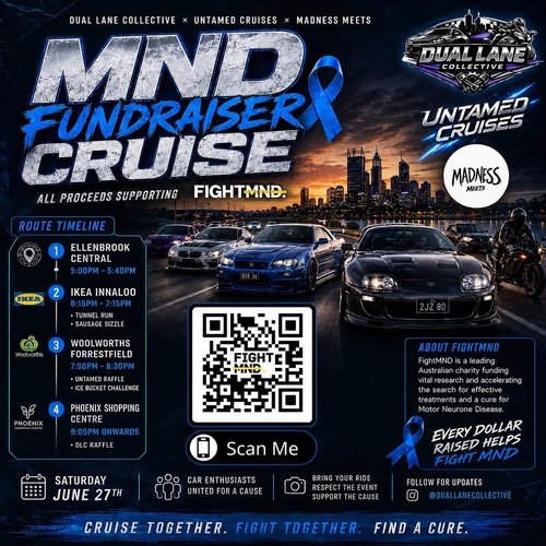 MND Fundraiser Cruise — JDM car meet in Perth, WA on Saturday 27 June 2026