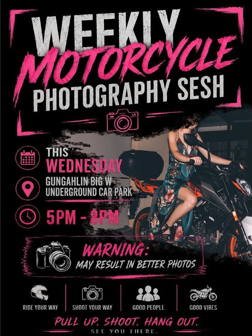 Weekly Motorcycle Photography Sesh — car meet in Canberra, NSW on Wednesday 24 June 2026