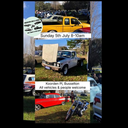 Busselton Cars & Coffee — Classic car meet in Bunbury, WA on Sunday 5 July 2026