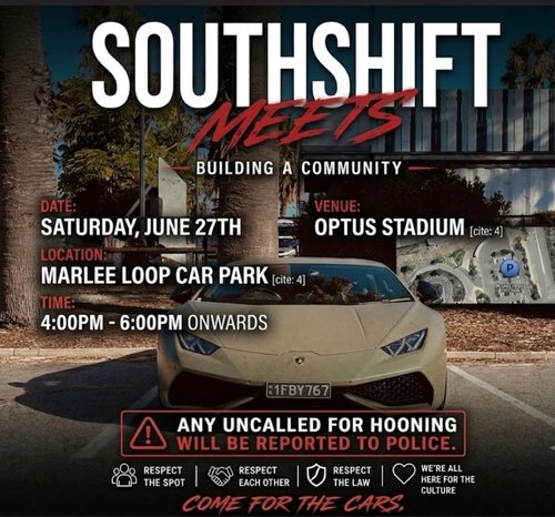 Southshift Meets — Exotic car meet in Perth, WA on Saturday 27 June 2026