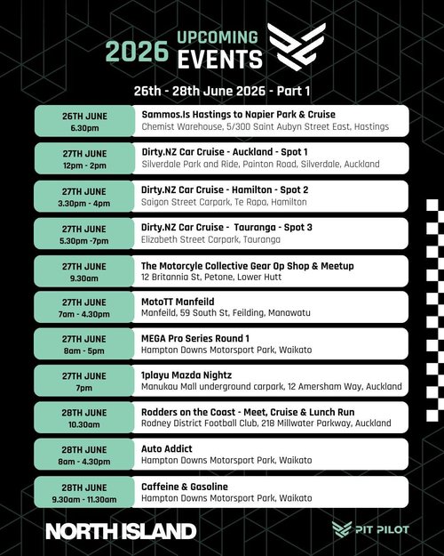 Sammos.ls Hastings to Napier Park & Cruise — Muscle car meet in International on Friday 26 June 2026