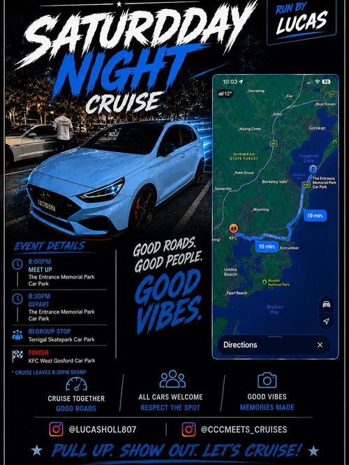 Saturday Night Cruise — car meet in Central Coast, NSW on Saturday 27 June 2026
