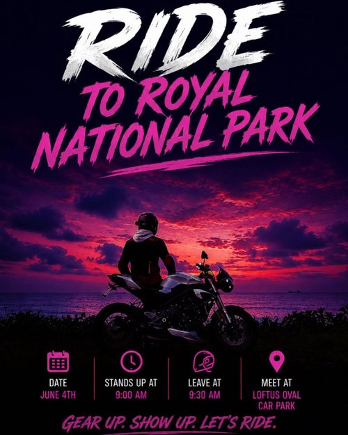 Ride to Royal National Park — car meet in Sydney, NSW on Thursday 4 June 2026