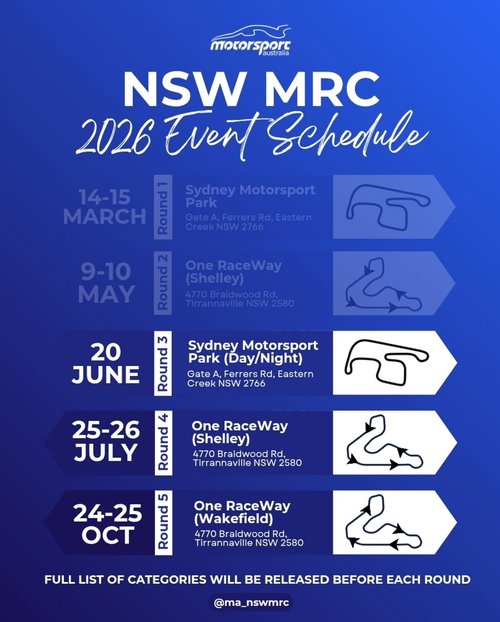 NSW MRC Round 3 — track day in Sydney, NSW on Saturday 20 June 2026