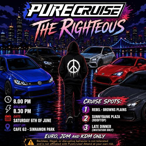 PureCruise: The Righteous — Euro/JDM car meet in Brisbane, QLD on Saturday 6 June 2026