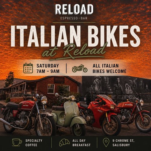 Italian Bikes at Reload — Euro car meet in Brisbane, QLD on Saturday 6 June 2026