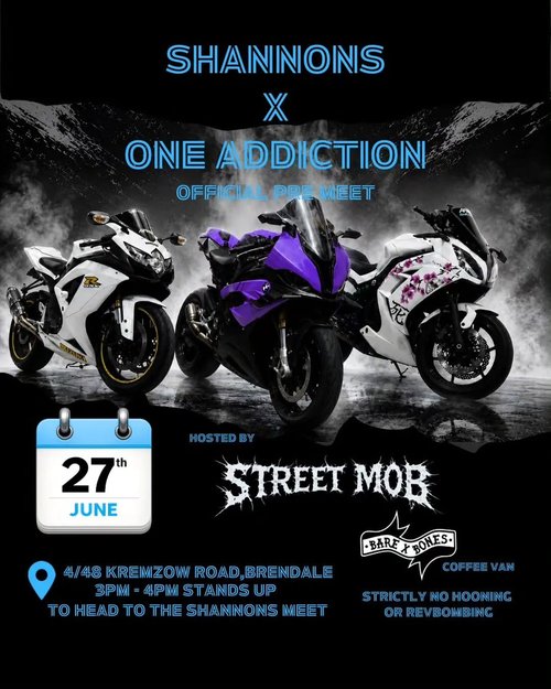 Shannons x One Addiction Official Pre Meet — car meet in Brisbane, QLD on Saturday 27 June 2026