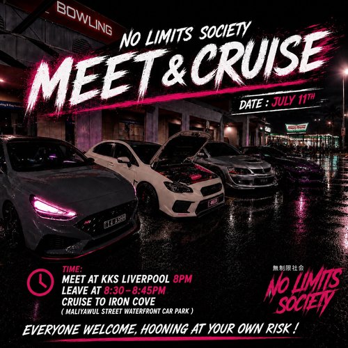 No Limits Society Meet & Cruise — JDM/Euro car meet in Sydney, NSW on Saturday 11 July 2026