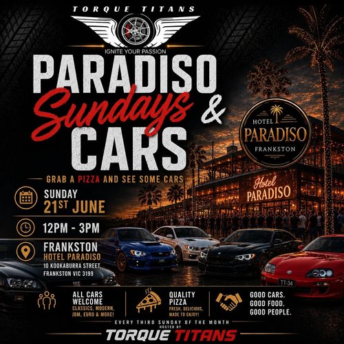 Paradiso Sundays & Cars — Classic/Muscle car meet in Melbourne, VIC on Sunday 21 June 2026