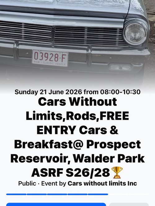 Cars Without Limits, Rods, FREE ENTRY Cars & Breakfast — Classic/Muscle car meet in Sydney, NSW on Sunday 21 June 2026