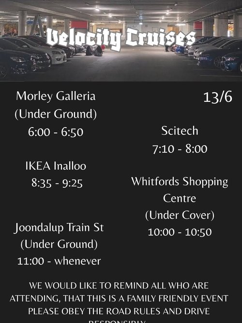 Velocity Cruises — car meet in Perth, WA on Saturday 13 June 2026