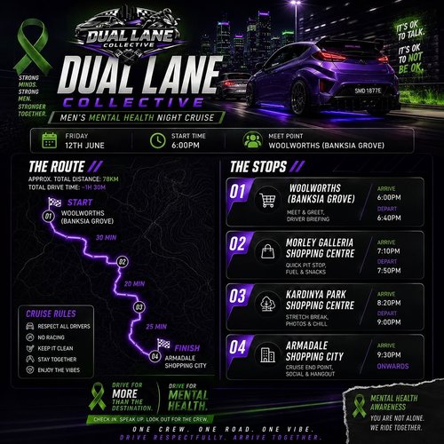 Men’s Mental Health Night Cruise — car meet in Perth, WA on Friday 12 June 2026