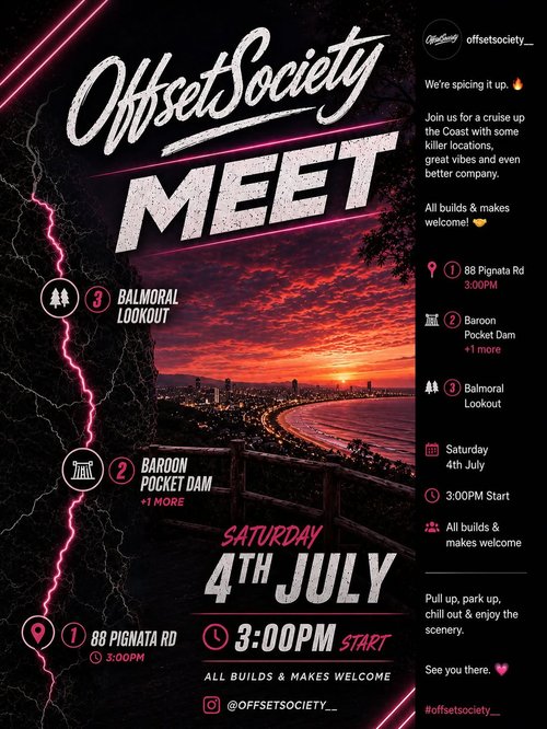Offset Society Meet — Stance car meet in Sunshine Coast, QLD on Saturday 4 July 2026