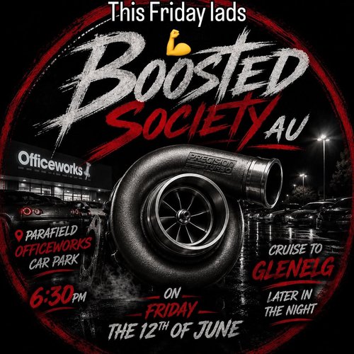 Boosted Society AU Meet & Cruise — JDM car meet in Adelaide, SA on Friday 12 June 2026