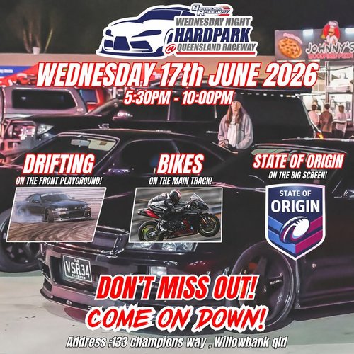 Wednesday Night Hardpark — JDM car meet in Brisbane, QLD on Wednesday 17 June 2026