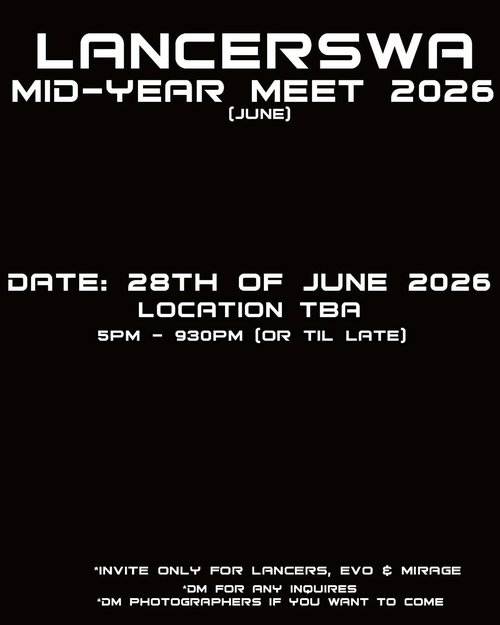 LancersWA Mid-Year Meet 2026 — JDM car meet in Perth, WA on Sunday 28 June 2026
