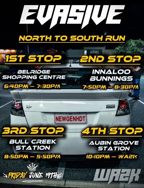 North to South Run — JDM car meet in Perth, WA on Friday 19 June 2026
