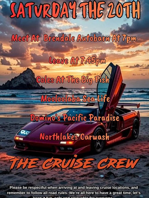 Saturday Night Sunny Coast Run — JDM car meet in Brisbane, QLD on Saturday 20 June 2026
