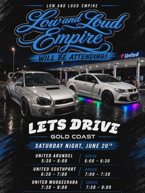 Lets Drive Gold Coast — Stance/JDM car meet in Gold Coast, QLD on Saturday 20 June 2026