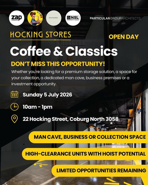 Hocking Stores Open Day: Coffee & Classics — Classic car meet in Melbourne, VIC on Sunday 5 July 2026
