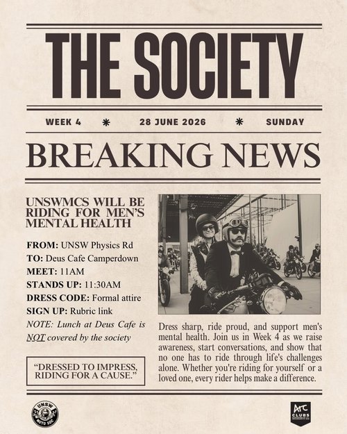 Men’s Mental Health Awareness Ride — car meet in Sydney, NSW on Sunday 28 June 2026