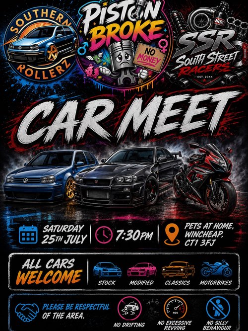 Southern Rollerz x Piston Broke x SSR Car Meet — JDM/Euro car meet in International on Saturday 25 July 2026