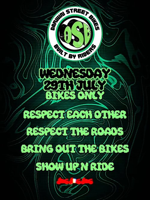 Darwin Bike Meet — car meet in Darwin, NT on Wednesday 29 July 2026
