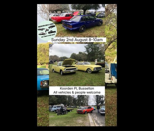 Busselton Cars & Coffee — Classic/Muscle car meet in Bunbury, WA on Sunday 2 August 2026