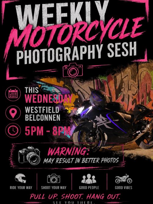 Weekly Motorcycle Photography Sesh — car meet in Canberra, NSW on Wednesday 1 July 2026