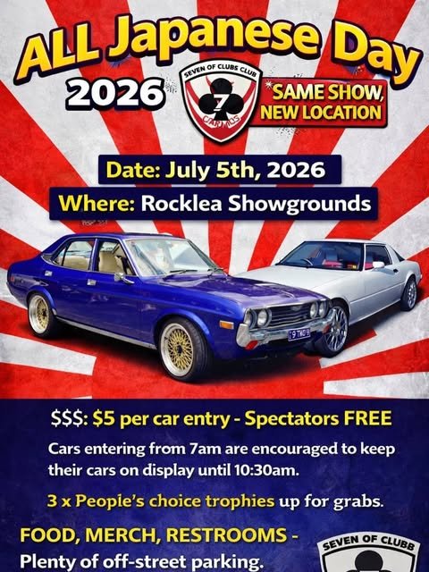ALL Japanese Day — JDM car meet in Brisbane, QLD on Sunday 5 July 2026
